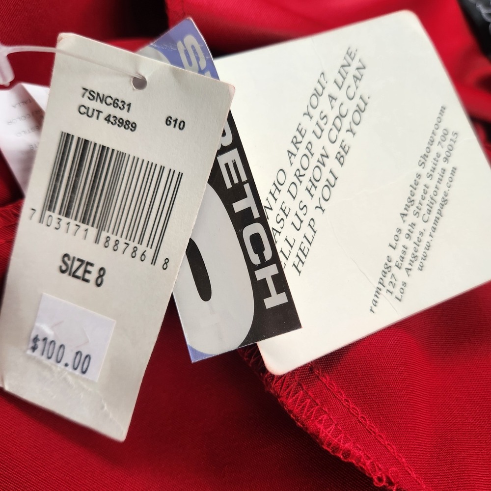 VTG CDC 90's Dress NWT Red Sheath Formal Cocktail Beaded Front Size 8‎ USA - Picture 6 of 10